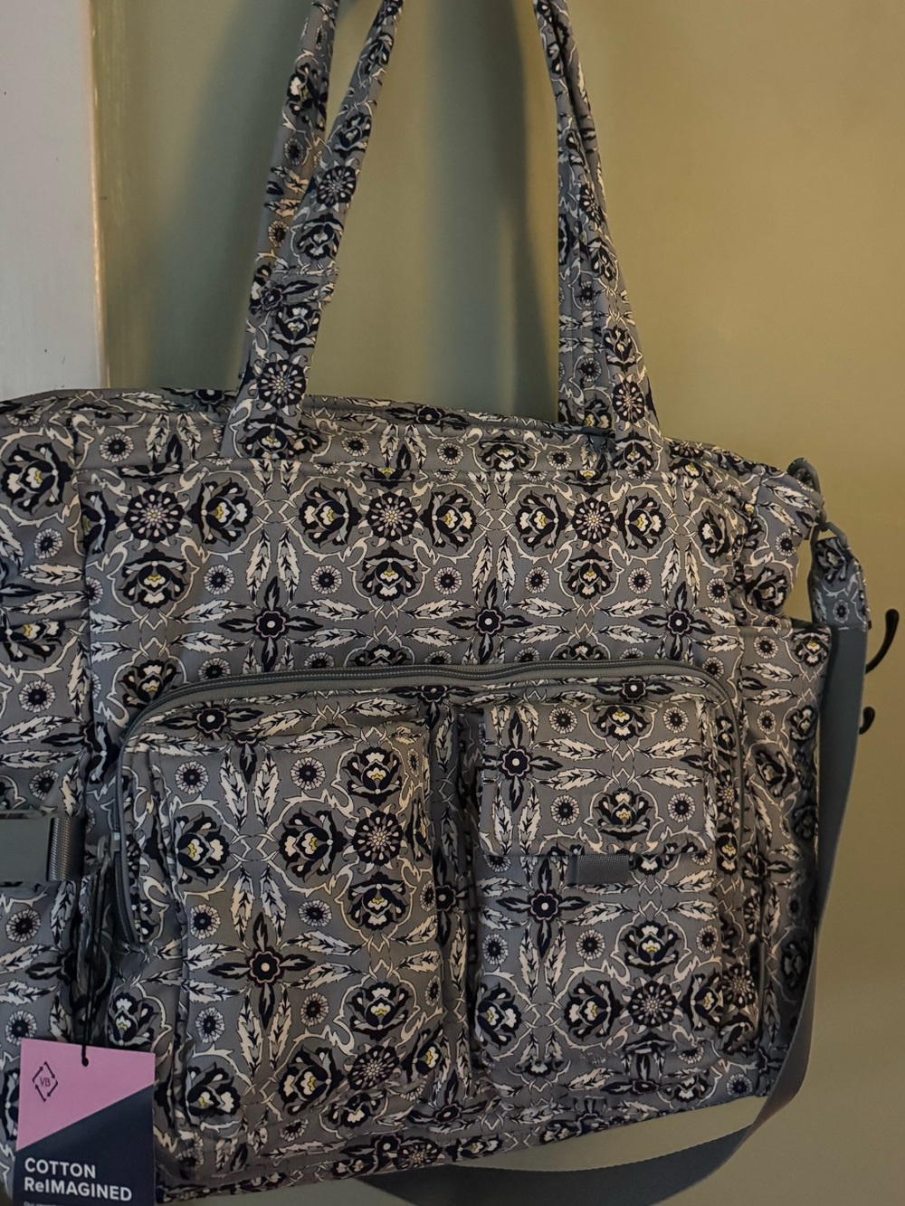 Vera Bradley Gray Patterned Quilted Tote